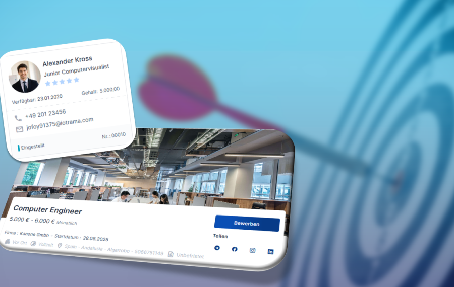 Das Bild symbolisiert KAN-ONEs KI-gestützte Matching Funktion zur automatischen, treffsicheren Verknüpfung von Kandidaten und offenen Vakanzen.